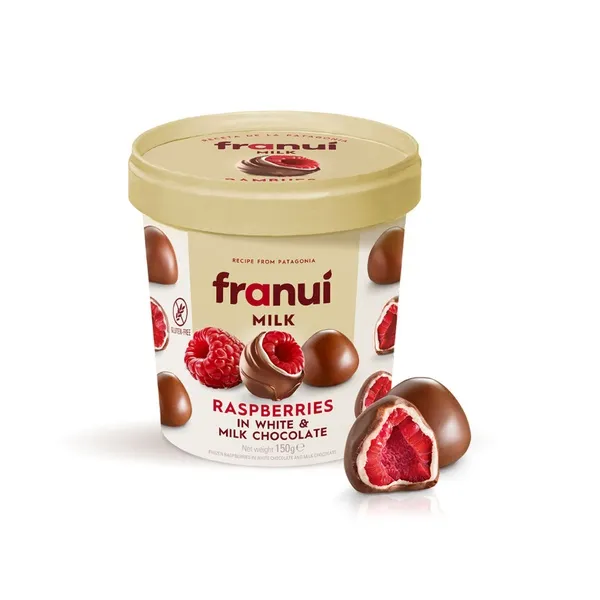 Franui Frozen Raspberries In White And Milk Chocolate 150G