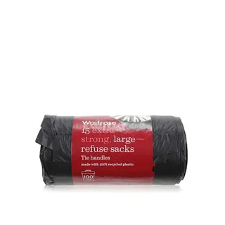 Waitrose Essential Large Refuse Sacks Tie Handles 15s