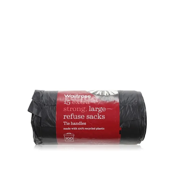 Waitrose Essential Large Refuse Sacks Tie Handles 15s