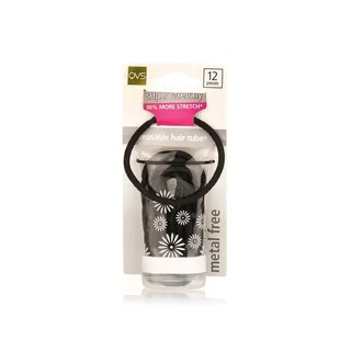 QVS Super Stretchy Thick Hair Elastics Black x 12