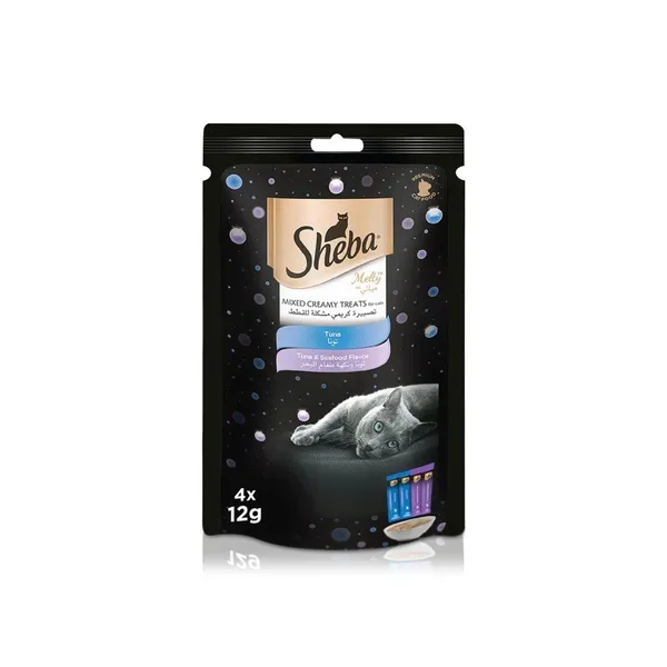 Sheba Melty Mixed Creamy Treats Tuna and Seafood Flavour Cat Treats 4 x 12g