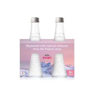 Evian Mineral Water in Glass Bottle 330ml x 4