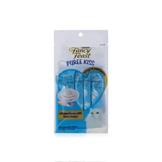 Fancy Feast Adult Puree Kiss Tuna Puree with Chicken Flakes Wet Cat Treats 10g x 4