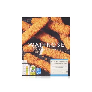 Waitrose Frozen Chunky Breaded Cod Fish Fingers 330g