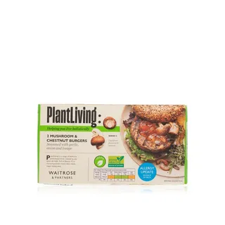 Waitrose Frozen Mushroom And Chestnut Burgers 2S 227G