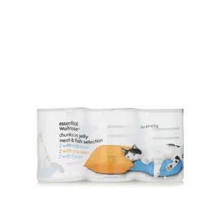 Waitrose Essential Cat Food Chunks in Jelly Selection Pack 400g x 6