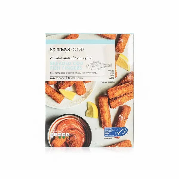 Spinneysfood Frozen Breaded Cod Fish Fingers 10S 300G