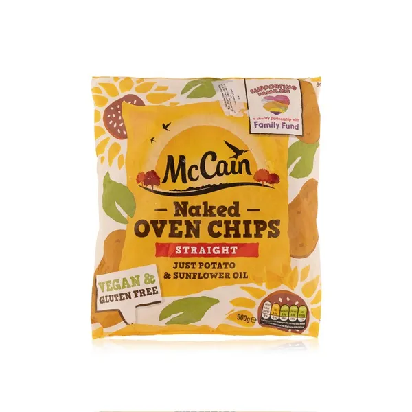 McCain Frozen Naked Oven Chips Straight Cut 900G