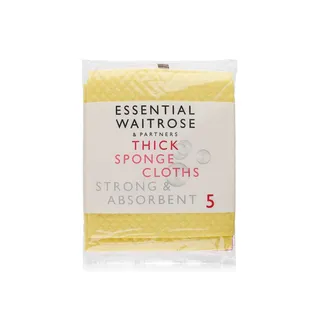Waitrose Essential Thick Sponge Cloths x 5