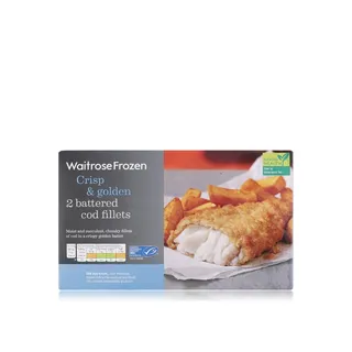 Waitrose Frozen Battered Cod Fillets 300G