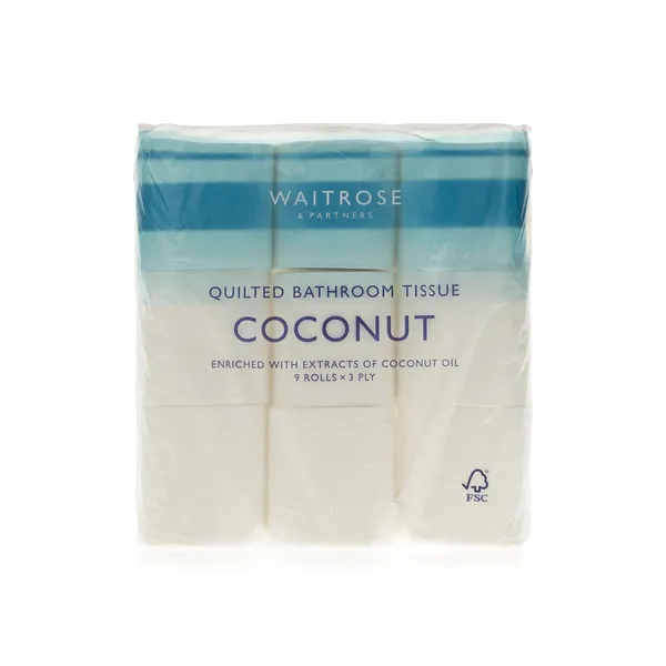 Waitrose Quilted Toilet Tissue Coconut 9 Rolls