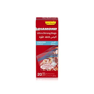 Diamond Freezer Medium Clear Zipper Medium Bags x 20