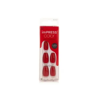 Kiss Impress Press-on Nails Coffin Shape Medium Reddy or Not