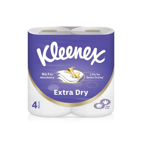 Kleenex Extra Dry Toilet Rolls 3ply 4 Pack
