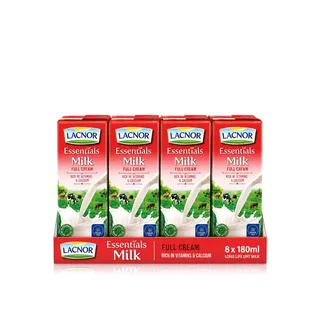 Lacnor Essentials Milk Full Cream 8 x 180ml