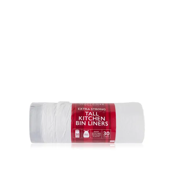 Waitrose Extra Strong Tall Kitchen Bin Liners 50 litre 30s