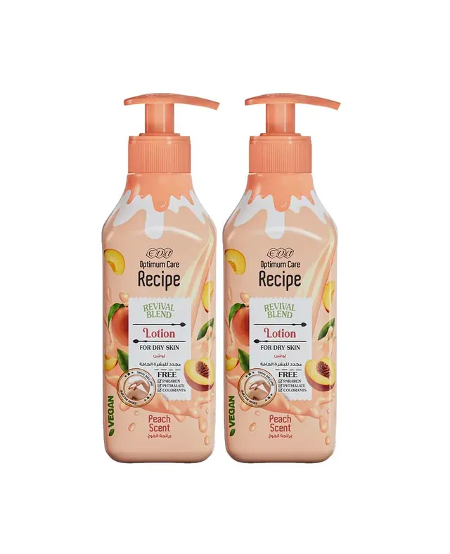 Eva Revival Blend Lotion for Dry Skin Peach Scent 2x370ml
