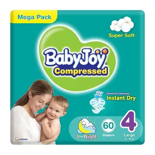 Babyjoy Compressed Large Diapers 4 10-18kg 60pcs