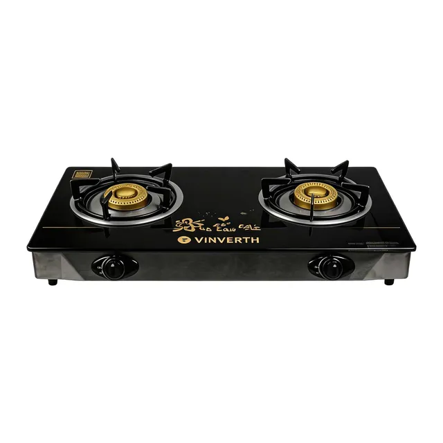Vinverth 2 Burner Tempered Glass Gas Stove E210005