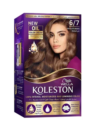 Wella Koleston Moisturized & Luminous Hair Oil Color Cream Floral Scent Chocolate Brown 6/7, 1 Pack