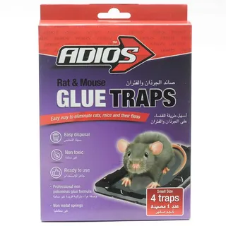 Adios Rat And Mouse Glue Traps الصغيرة 4 مصائد