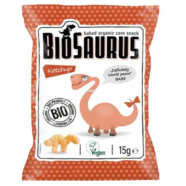 BioSaurus Baked Organic Corn Snack Ketchup, 15g