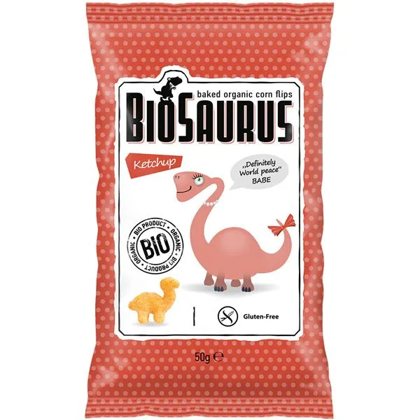 Bio Saurus Gluten Free Baked Organic Corn Snack Ketchup 50 g
