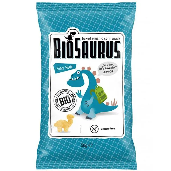 Bio Saurus Gluten Free Baked Organic Corn Snack Sea Salt 50 g