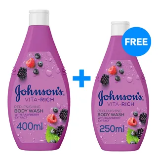 Johnson's Body Wash Raspberry 400ml + 250ml Free
