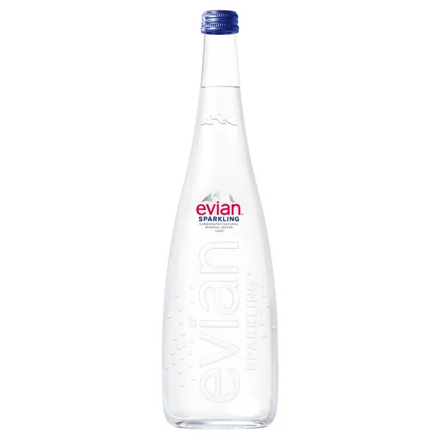 Evian Sparkling Natural Mineral Water Glass, 750ml