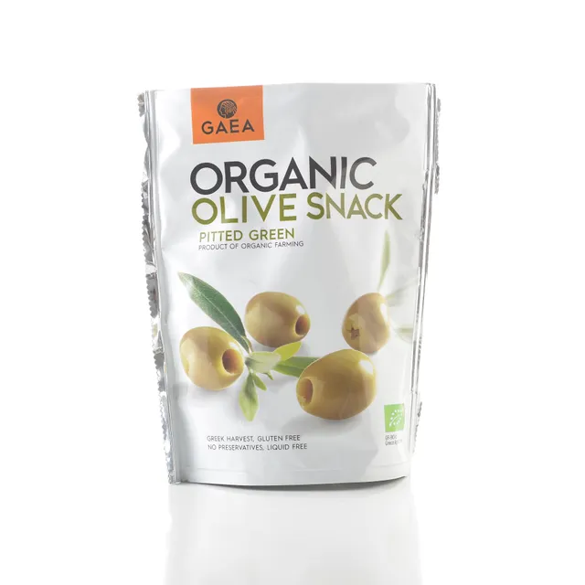 Gaea Organic Pitted Green Olives Snack 65 g