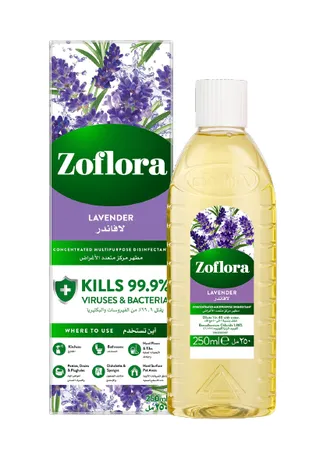 Zoflora Multipurpose Concentrated Disinfectant, Lavender, Anti-Bacterial All Surfaces Liquid, 250ml