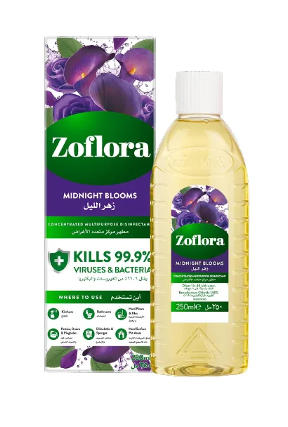 Zoflora Multipurpose Concentrated Disinfectant, Midnight Blooms, Anti-Bacterial All Surfaces Liquid, 250ml