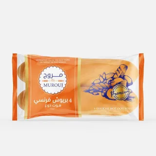 Murouj 4 Brioche Hot Dog Deliciously Soft with a Beautifuly Buttery Taste, 240g