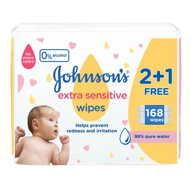 Johnson's Wipes Extra Sensitive 3x56