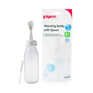 Pigeon 240ml Weaning Bottle with Spoon & Cleaning Brush (6+ Months), 1 Piece