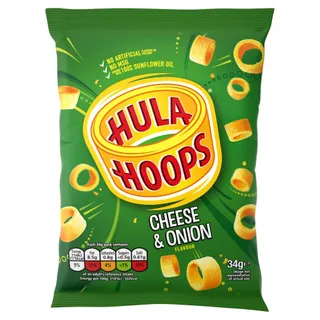 Hula Hoops Cheese & Onion Flavour Potato Rings, 34g