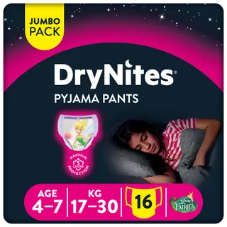 Dry Nites Pyjama Pants for Girls (4-7 Years & 17-30kg), 16 Pieces