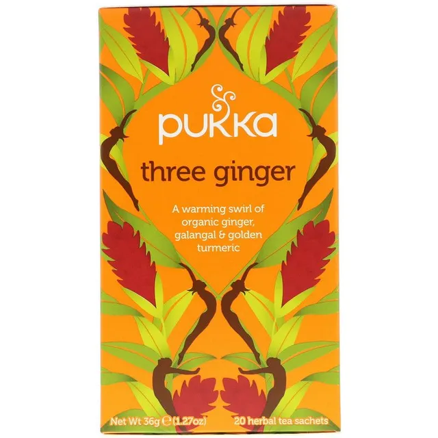 Pukka Three Ginger Organic Herbal Teabags, 20 Teabags