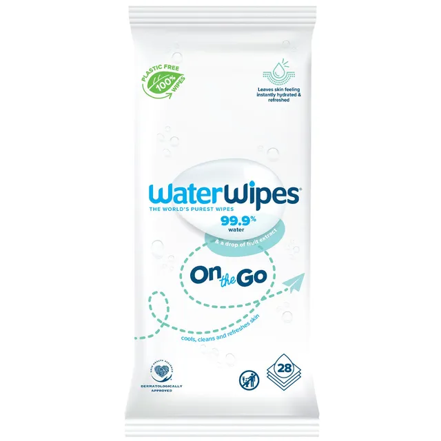 WaterWipes Plastic Free On The Go Wipes, 28 Sheets