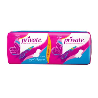 Private Extra Thin Normal Pads with Wings, 16 Pieces