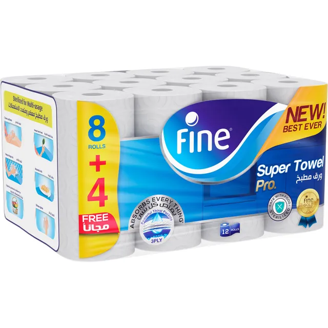 Fine Super Towel Pro 3X60 Sheets (8+4Free)