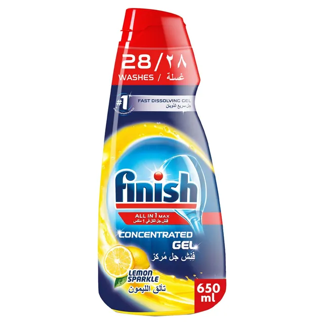 Finish Lemon Sparkle All in One Max Concentrated Dishwasher Gel, 650ml