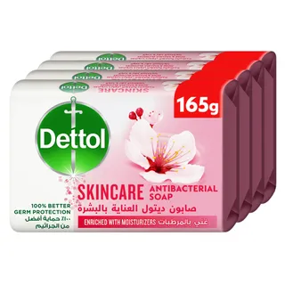 Dettol Skincare Rose and Sakura Blossom Scent Bar Soap, 4x165g