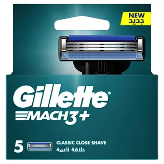 Gillette Mach3+ Razor Blade Refills, 5 Pieces