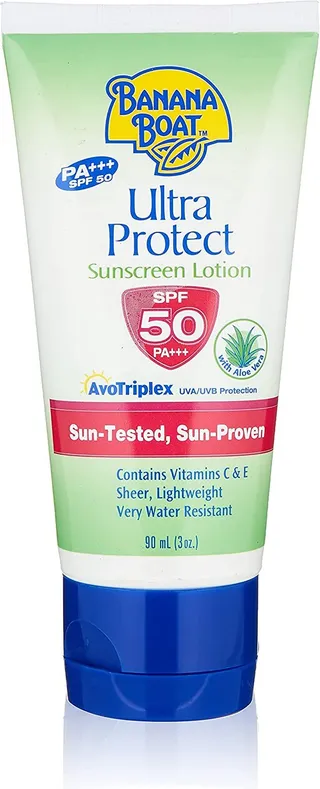 Banana Boat Ultra Protect Water-Resistant Sunscreen with Aloe Vera, Vitamin C & E SPF50, 90ml