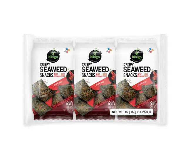 Bibigo Hot Chicken Flavour Crispy Seaweed Snacks, 15g