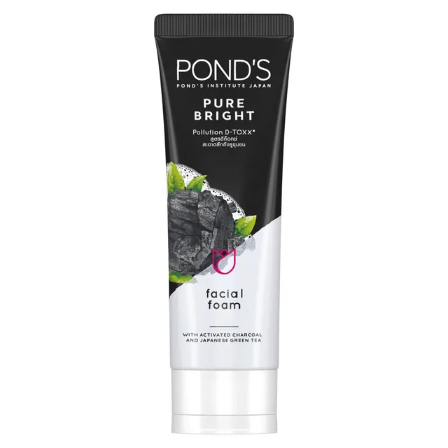 Pond'S Pure Bright Face Cleanser With Foam For Hydrated Skin; Activated Charcoal & Green Tea Gives Radiant Skin, 100 g