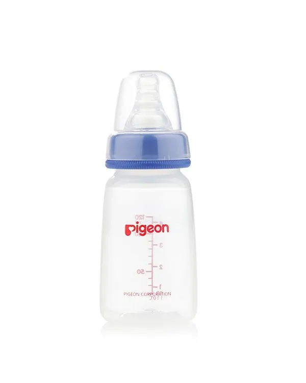 Pigeon Blue 120ml Plastic Nursing Bottle with Peristaltic Nipple, 1 Piece