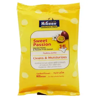 Higeen Passion Fruit Wet Wipes, 15 Wipes
